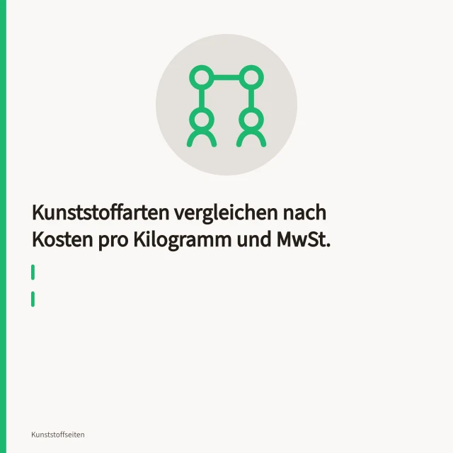 Kunststoffgranulat verschiedener Sorten als Rohware in der Kunststoffverarbeitung. Kunststoffarten vergleichen nach Kosten pro Kilogramm und MwSt.